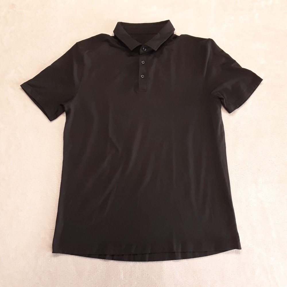 Lululemon Mens Evolution Polo Shirt Medium Solid Black